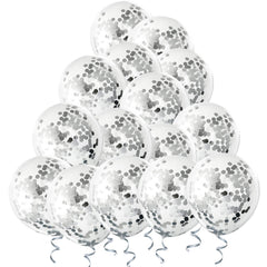 VHUWE silver confetti balloon, 12 inch clear with inside sparkle for festive decor