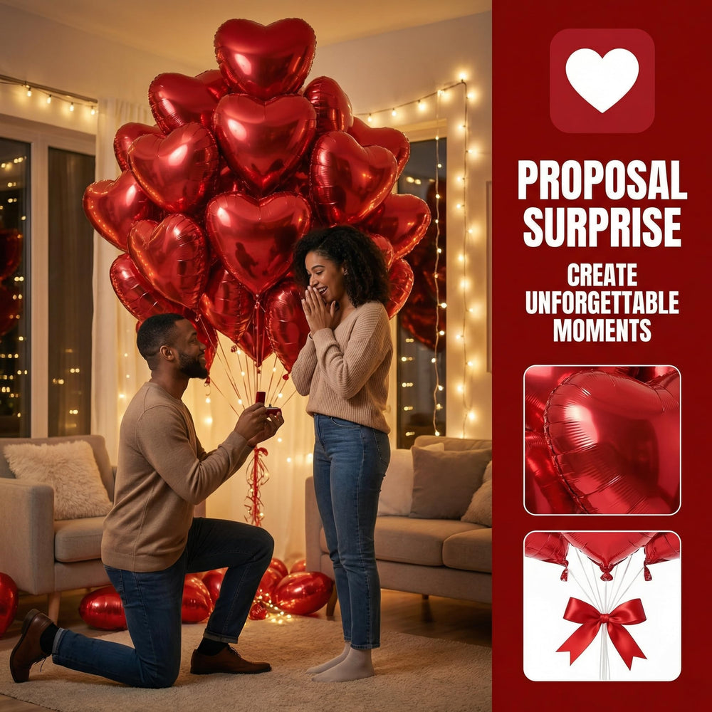 Viaecone 30-pack heart foil balloons ready for bold party displays.