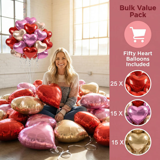 Close-up of red heart balloon by Viaecone showing vibrant finish