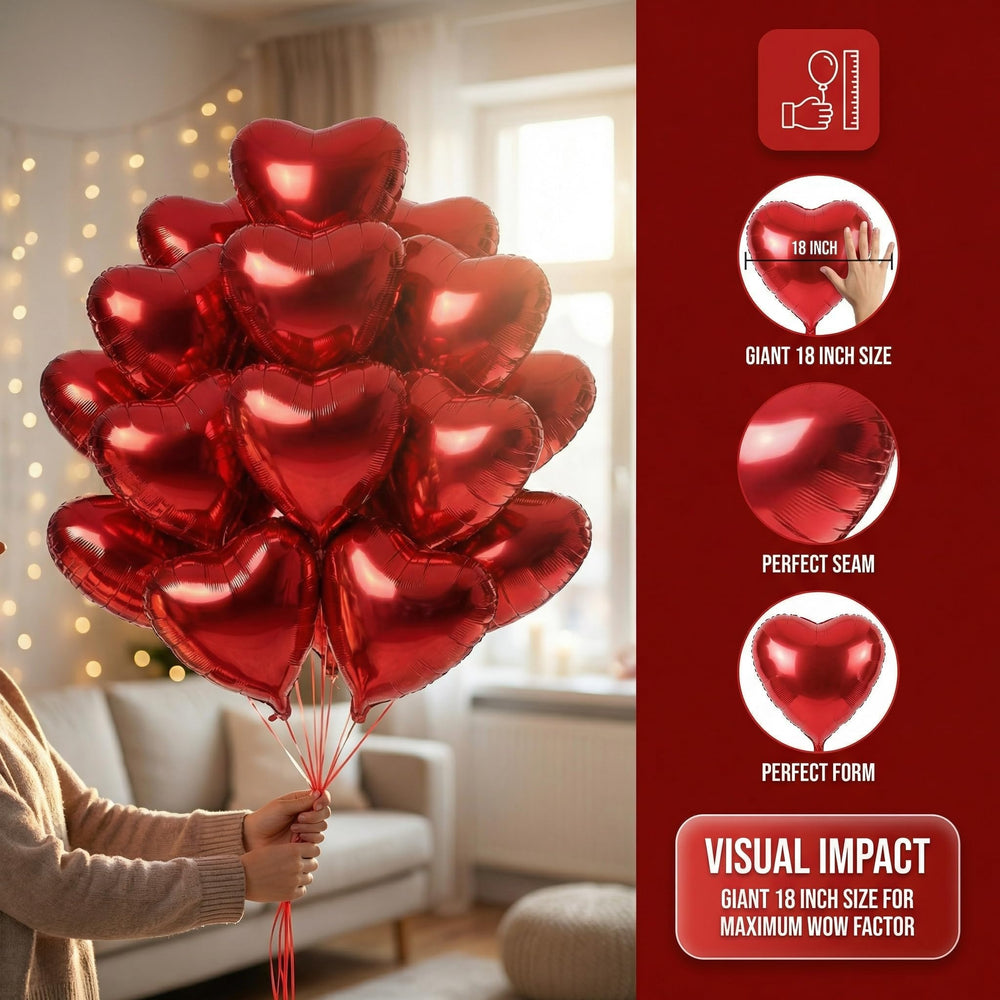 Viaecone 20-pack red heart balloons ideal for Valentine’s Day celebrations.