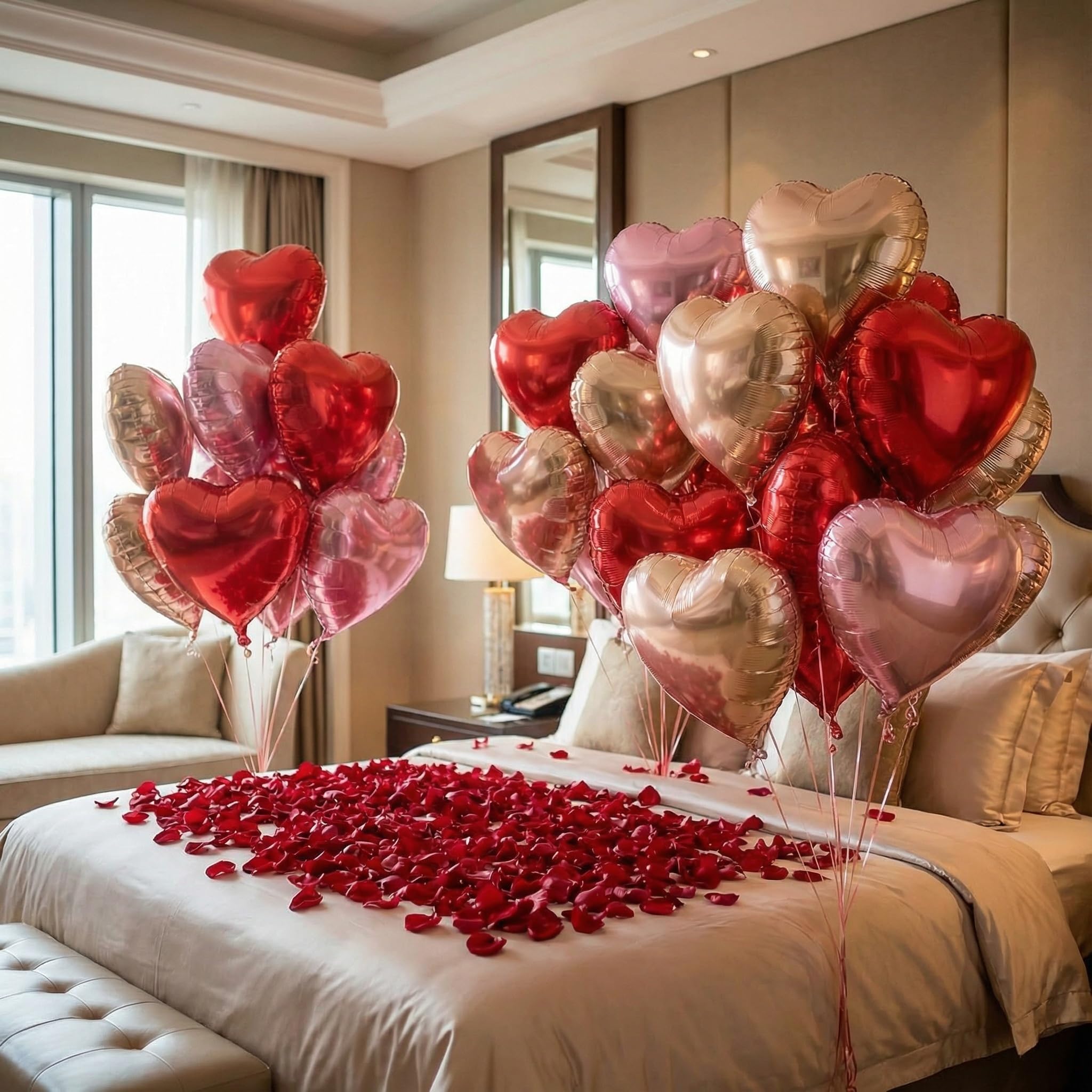 Viaecone wedding backdrop featuring heart balloons for festive ambiance