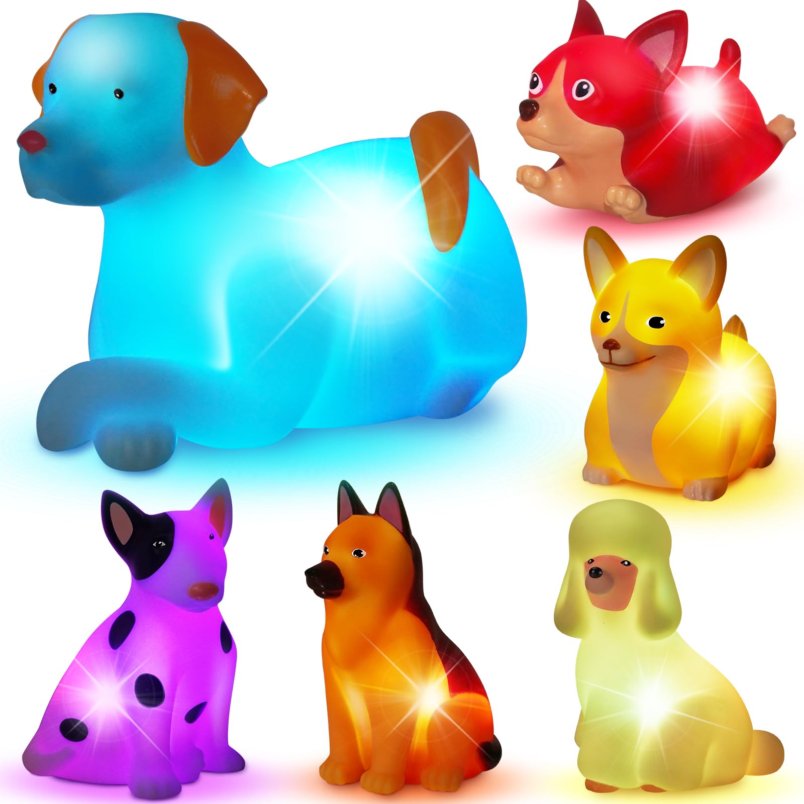 VIBOYLAR six-piece glow dog bath toys for engaging toddler bath time