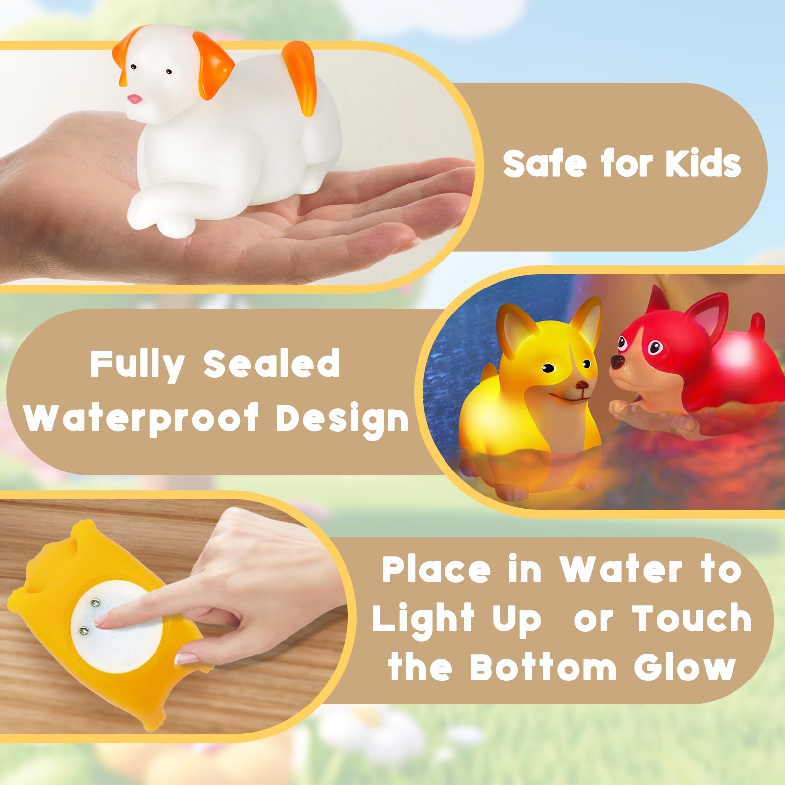 VIBOYLAR compact 2.5-inch dog bath toys fit tiny hands