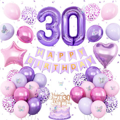Vibzox 30th birthday balloons in pink and purple for festive photos