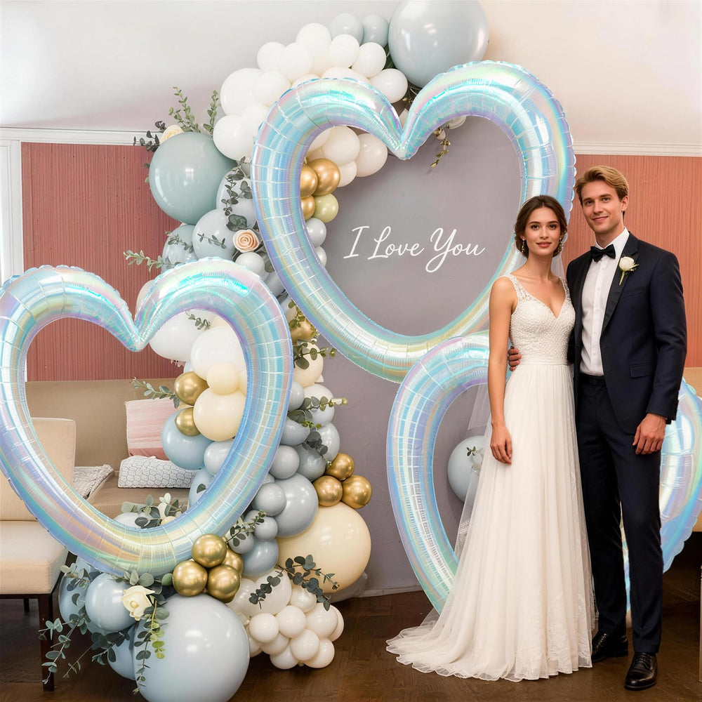 Vibzox 40inch heart foil balloon with ribbon, easy to hang