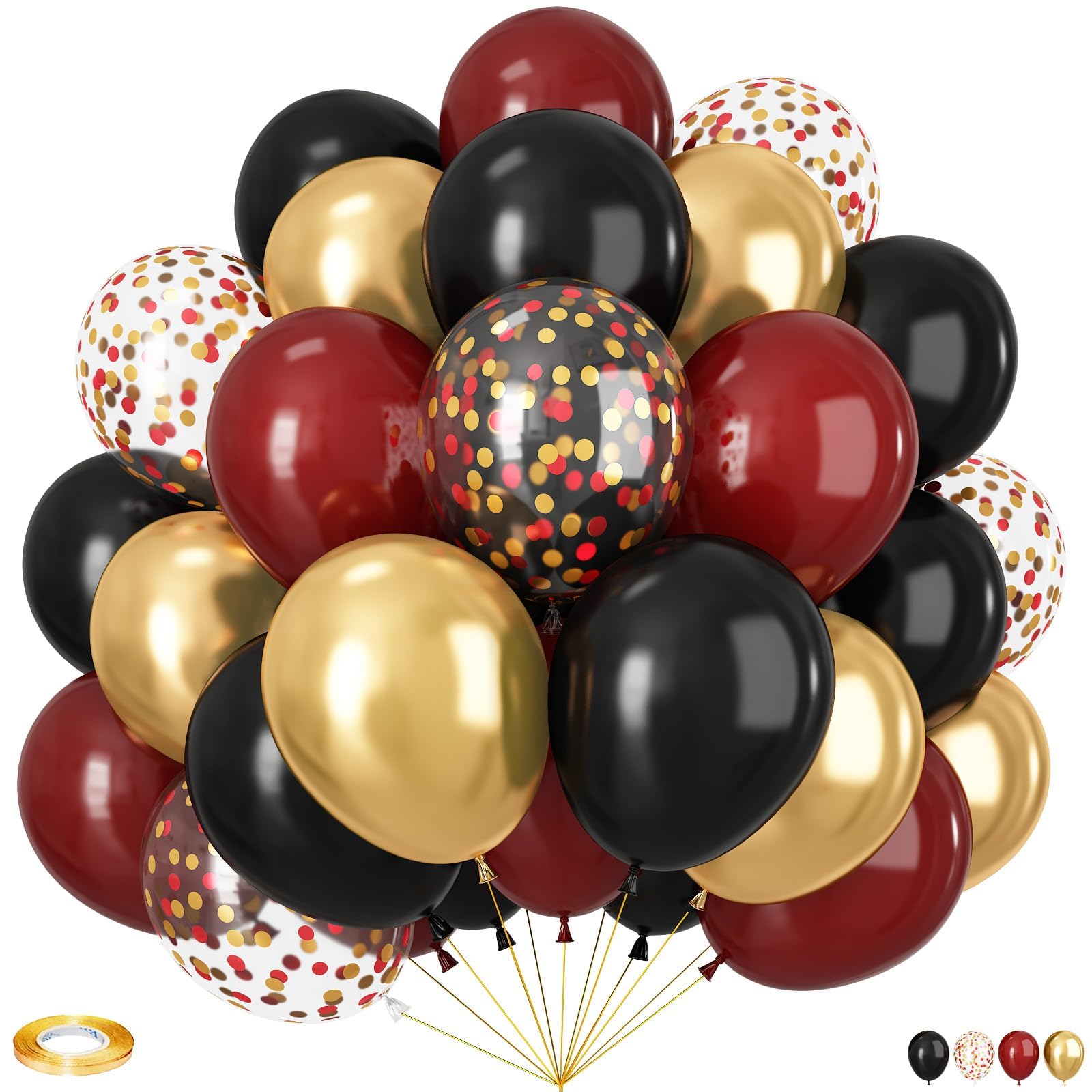 Vibzox black and burgundy balloons for elegant graduation or birthday decor.