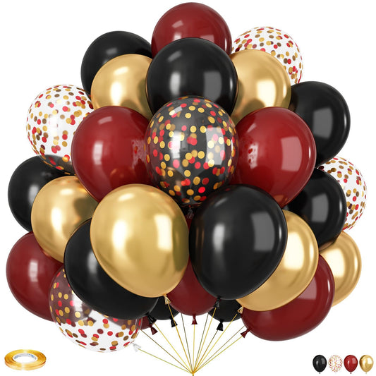 Vibzox black and burgundy balloons for elegant graduation or birthday decor.