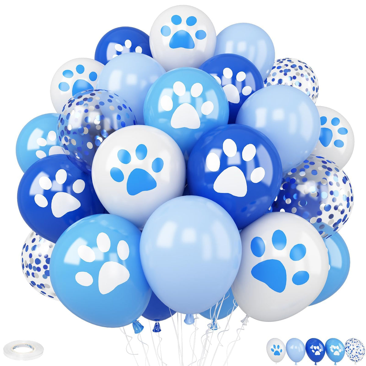 Vibzox Dog Paw Balloons with blue paw prints for playful birthday decor