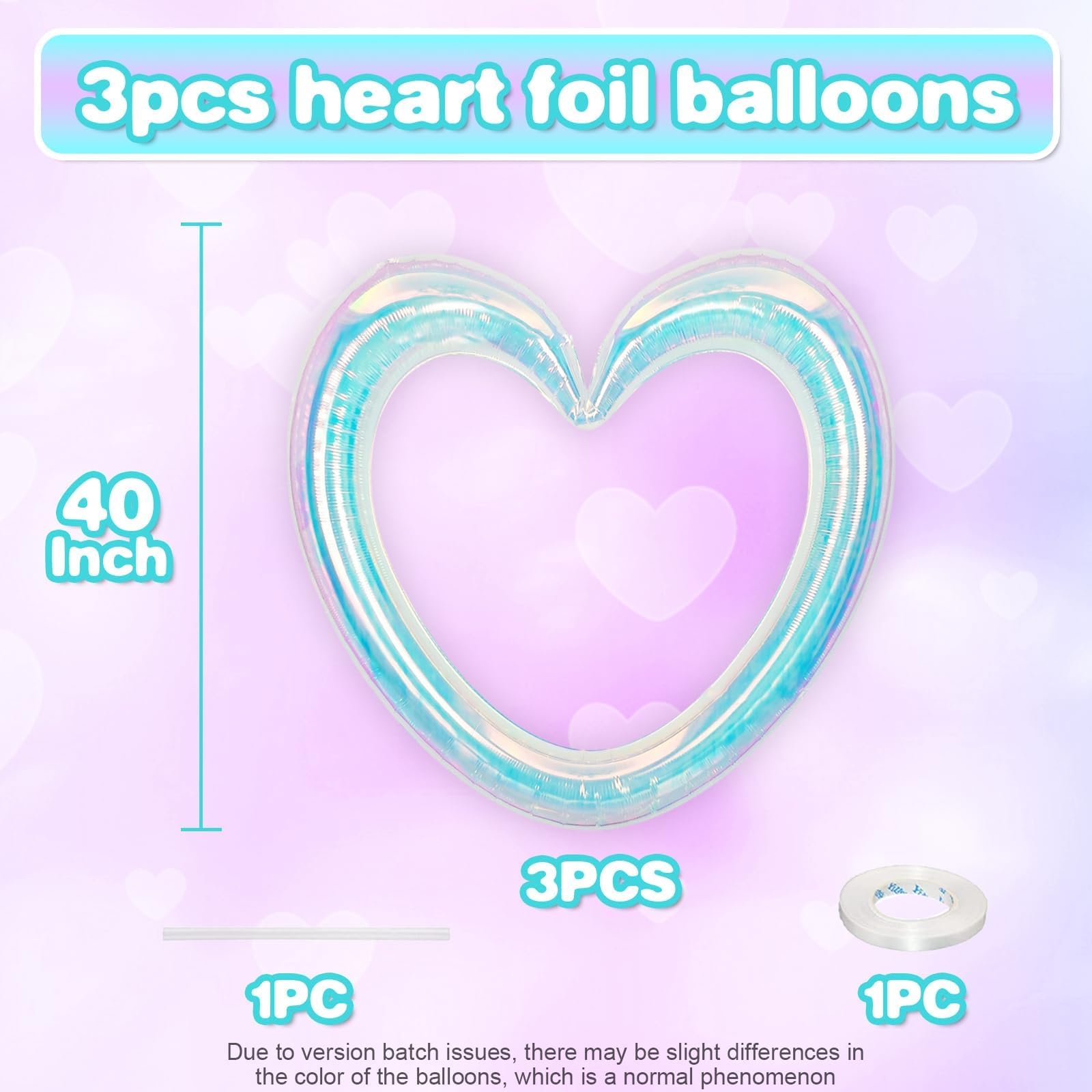 Vibzox iridescent heart balloons 40in, hollow-out design for photo backdrops