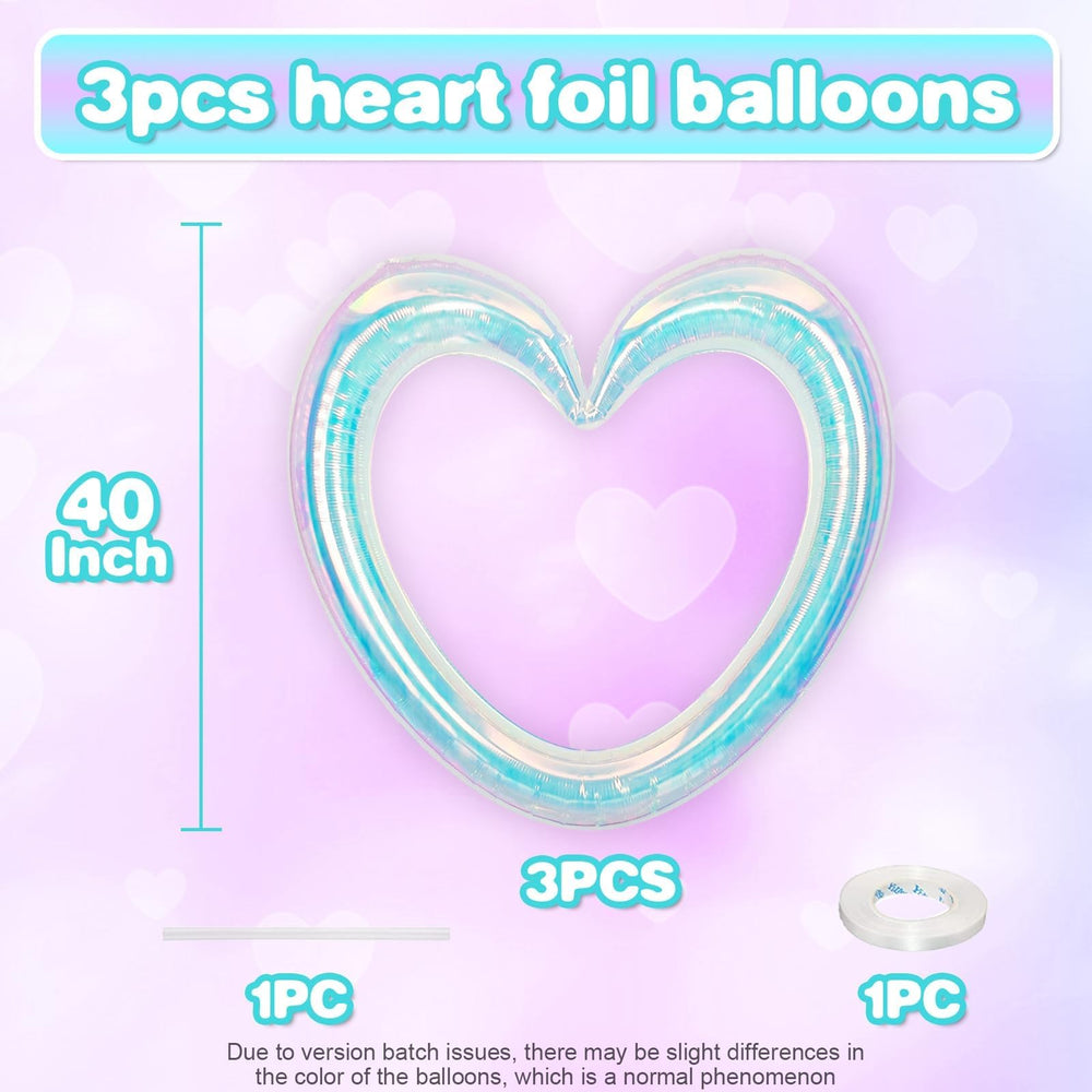 Vibzox iridescent heart balloons 40in, hollow-out design for photo backdrops