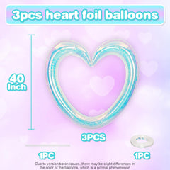 Vibzox iridescent heart balloons 40in, hollow-out design for photo backdrops