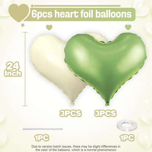 Vibzox olive-green and cream-white heart foils frame wedding arches beautifully.