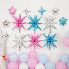 Vibzox pink blue silver five-pointed stars 10-inch balloons add festive sparkle