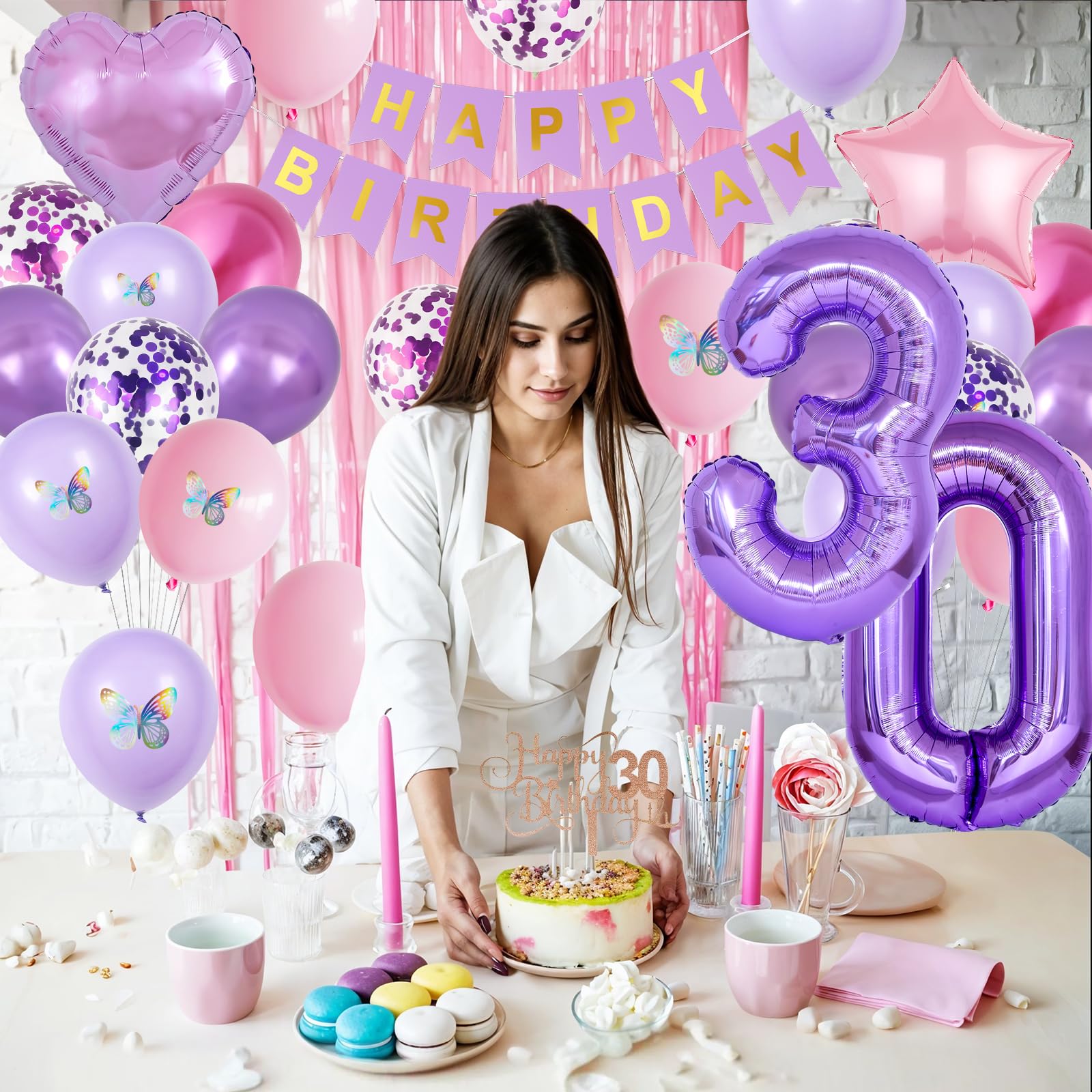 Vibzox purple gold banner enhances chic birthday message