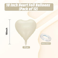 Vibzox sand white foil heart balloons 18 inch ideal for photo backdrops