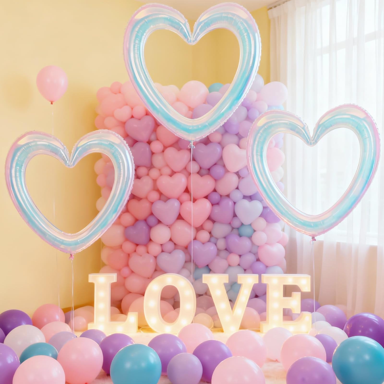 Vibzox wedding arch backdrop with 40in heart balloons, dramatic entrance