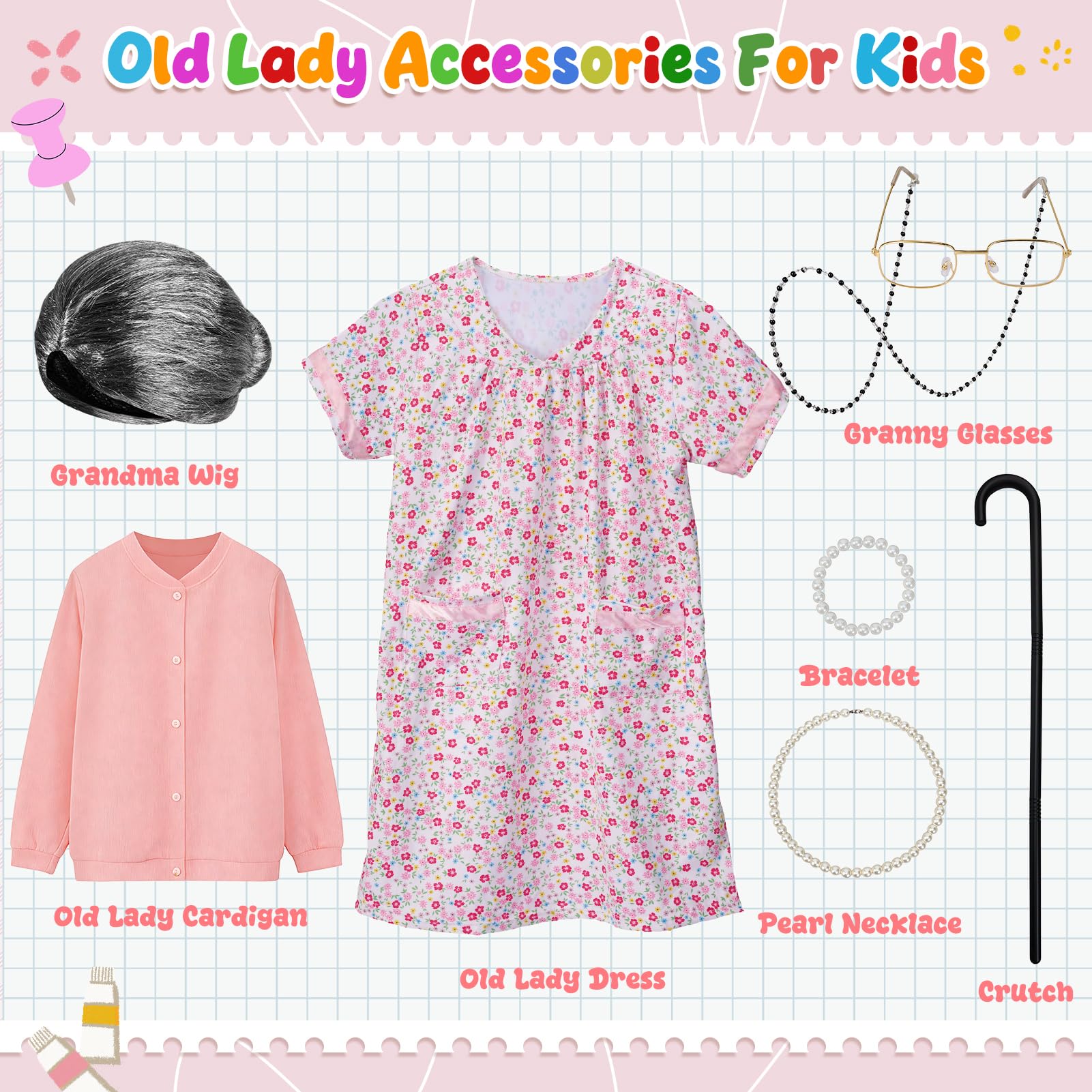 VICAMB granny wig adds lifelike volume for a charming grandma look.