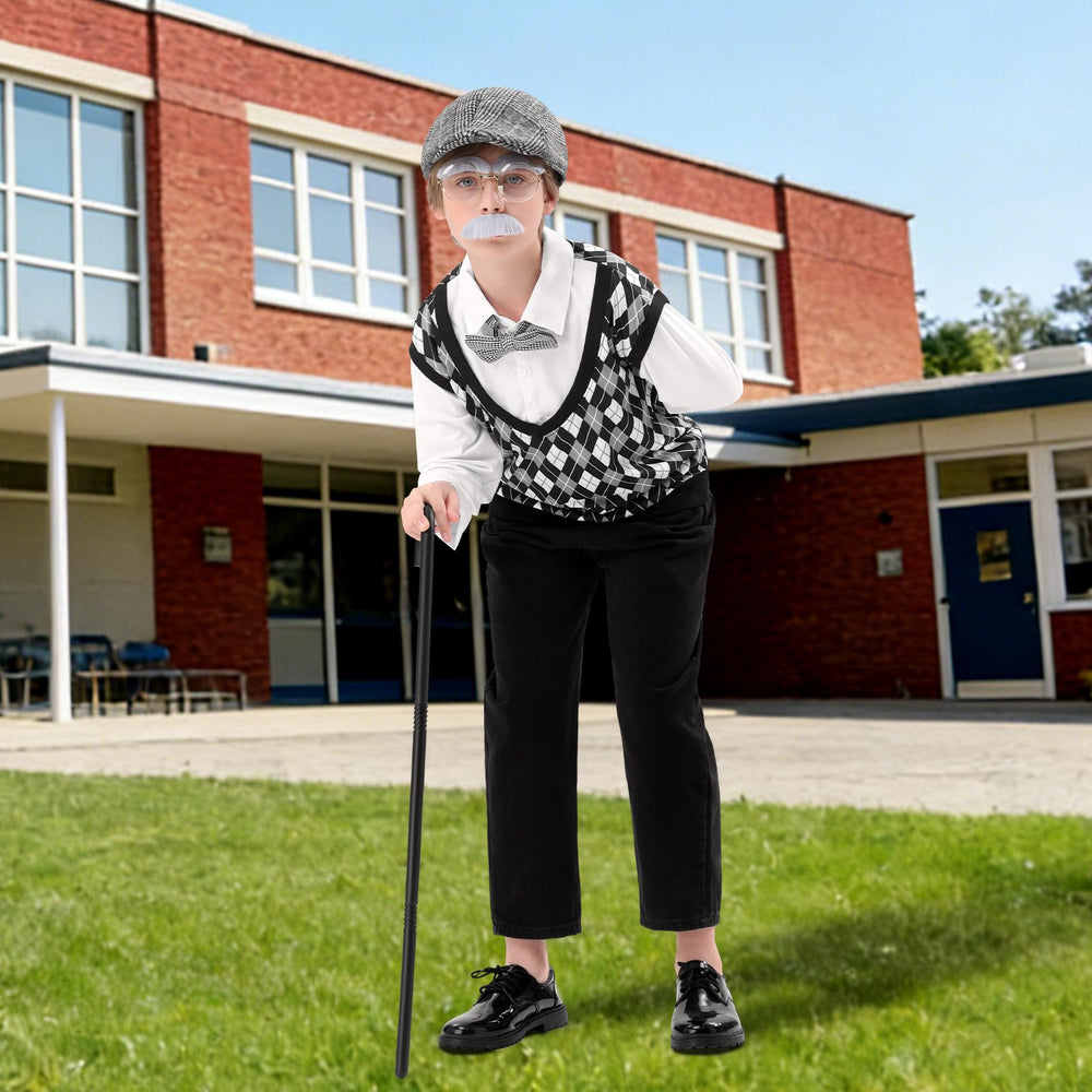 Vicamb Old Man Costume eyebrows and mustache, removable facial features for fun disguise.