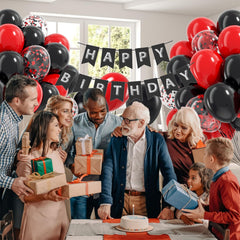 Vicduotex black ribbon and glue dots secure balloons neatly