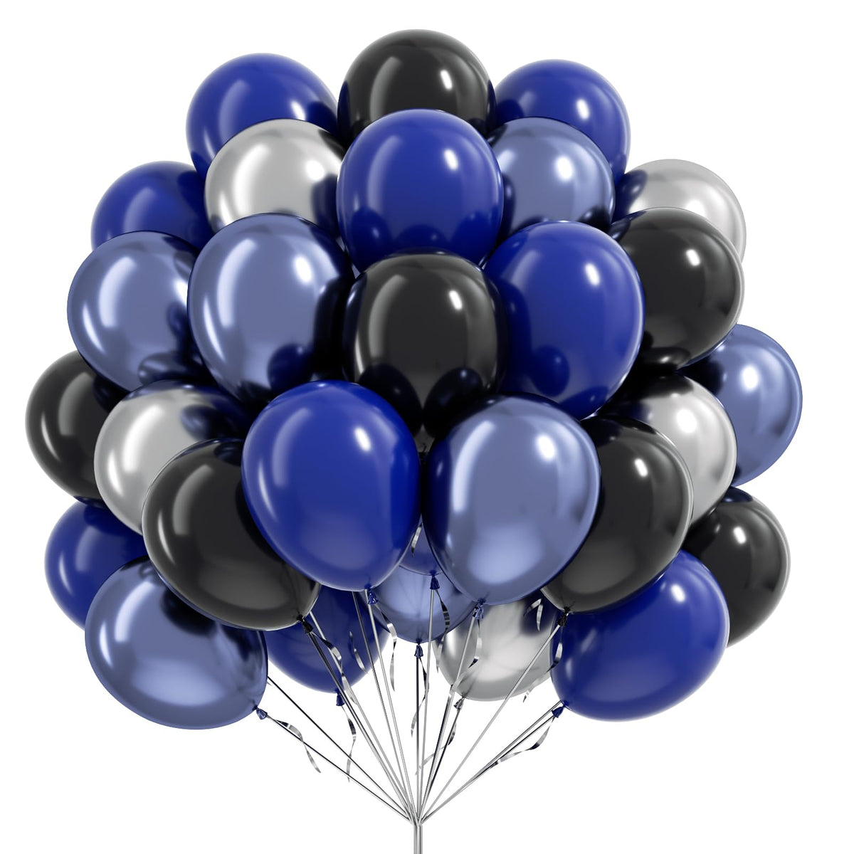 Vicduotex blue and black balloon pack ready for festive decor with metallic accents.
