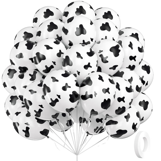 Vicduotex cow print balloons 12-inch for rustic western party decor.