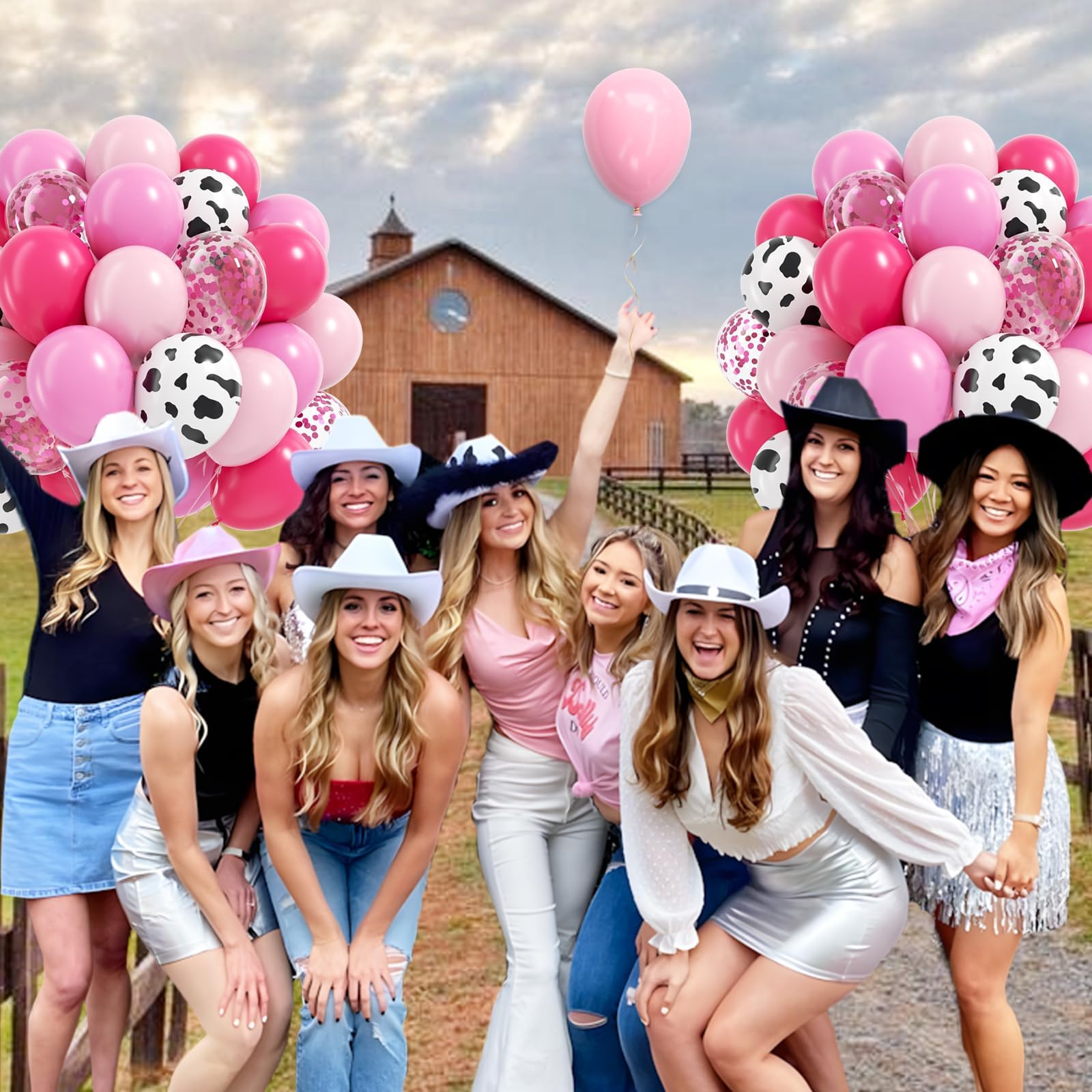 Vicduotex hot pink confetti balloons add sparkle to themed cowgirl parties.
