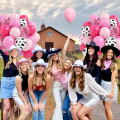 Vicduotex hot pink confetti balloons add sparkle to themed cowgirl parties.