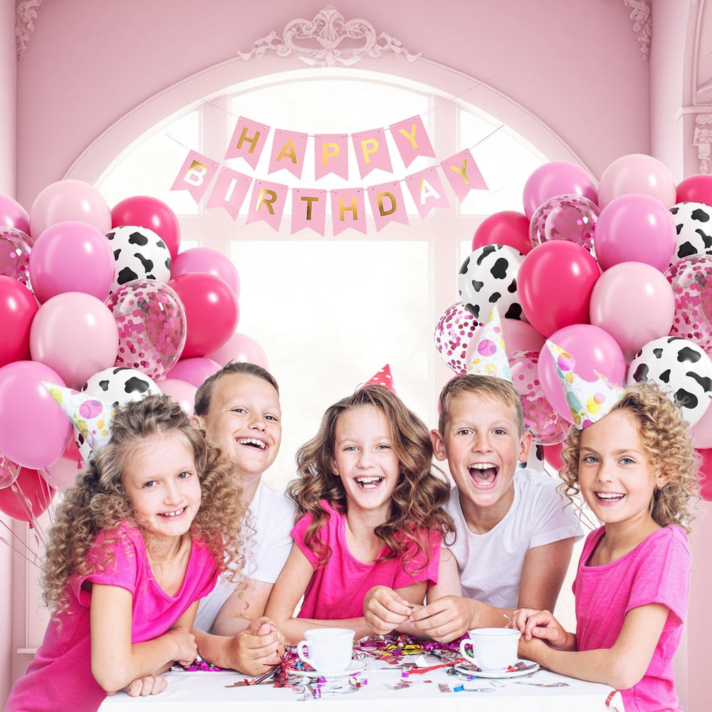 Vicduotex cow print balloons great for rustic farm-style event backdrops.