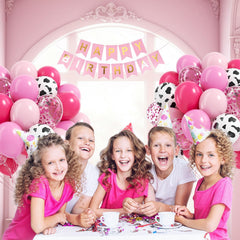 Vicduotex cow print balloons great for rustic farm-style event backdrops.