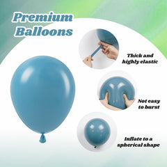 Vicduotex dusty blue balloons closeup showing quality latex.