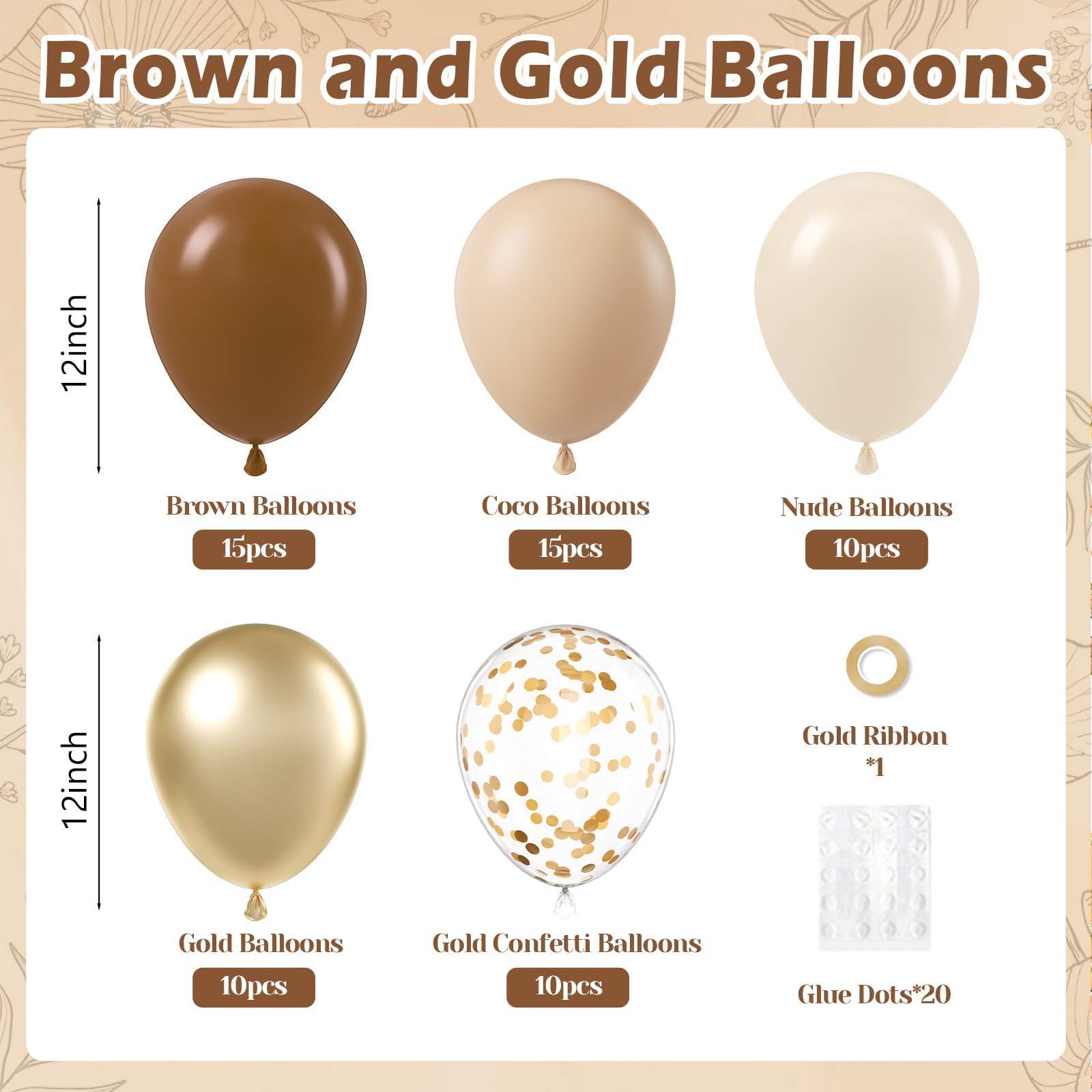 Vicduotex light brown balloons for chic, cohesive color palettes.