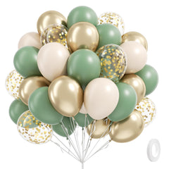 Vicduotex sage green balloons pack front for a fresh party backdrop