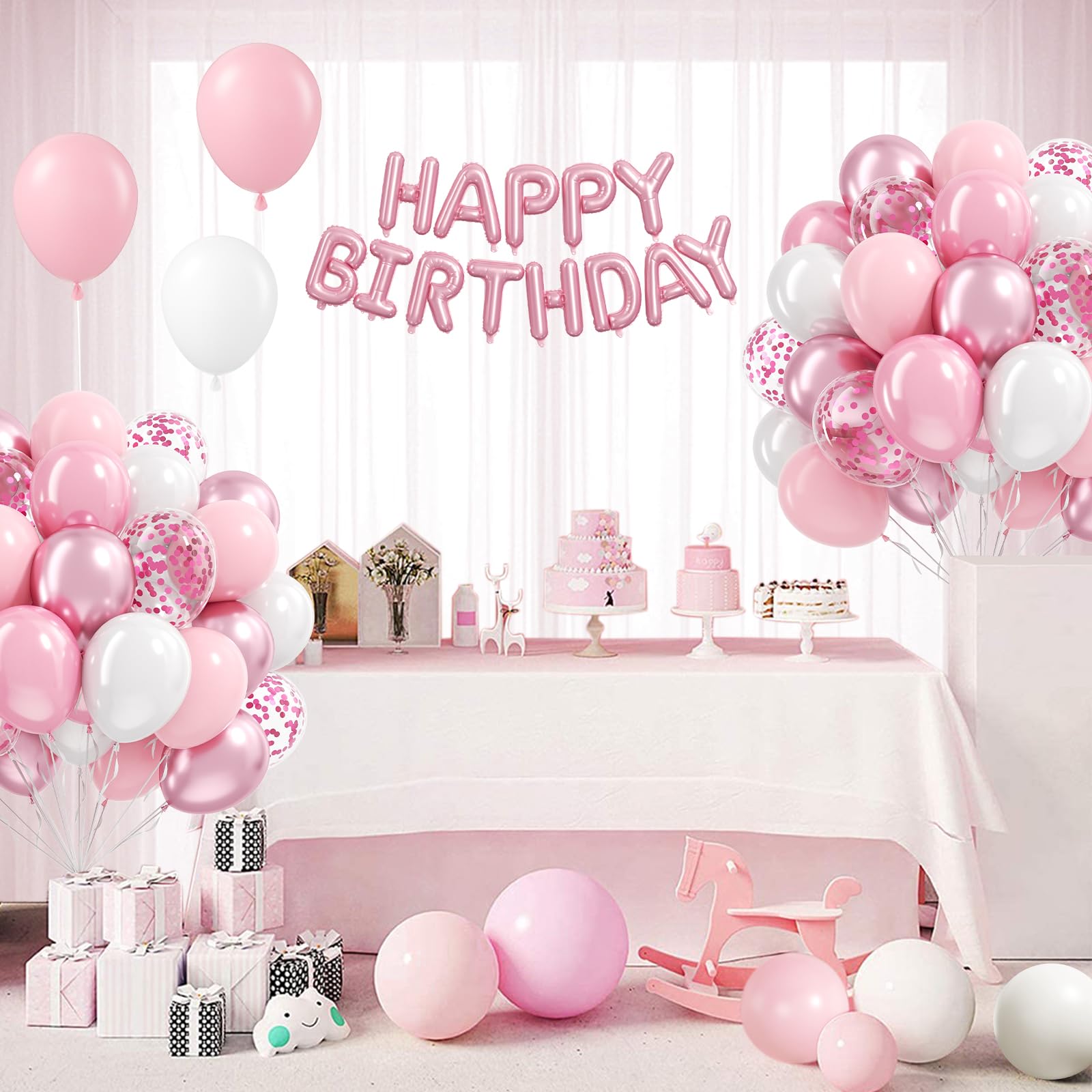 Vicduotex versatile pink and white decor for weddings, baby showers, or birthdays