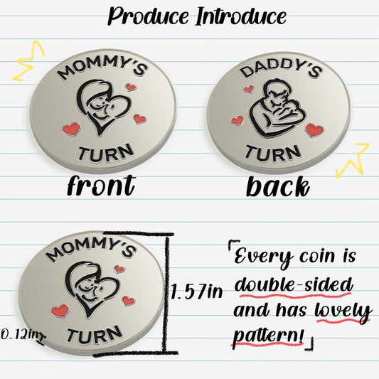Vichona decision coin back showing daddy's turn, ideal for lighthearted daily routines.
