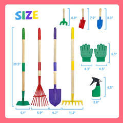 VICHTOP 9Pcs Kids Gardening Set with spray bottle for gentle watering