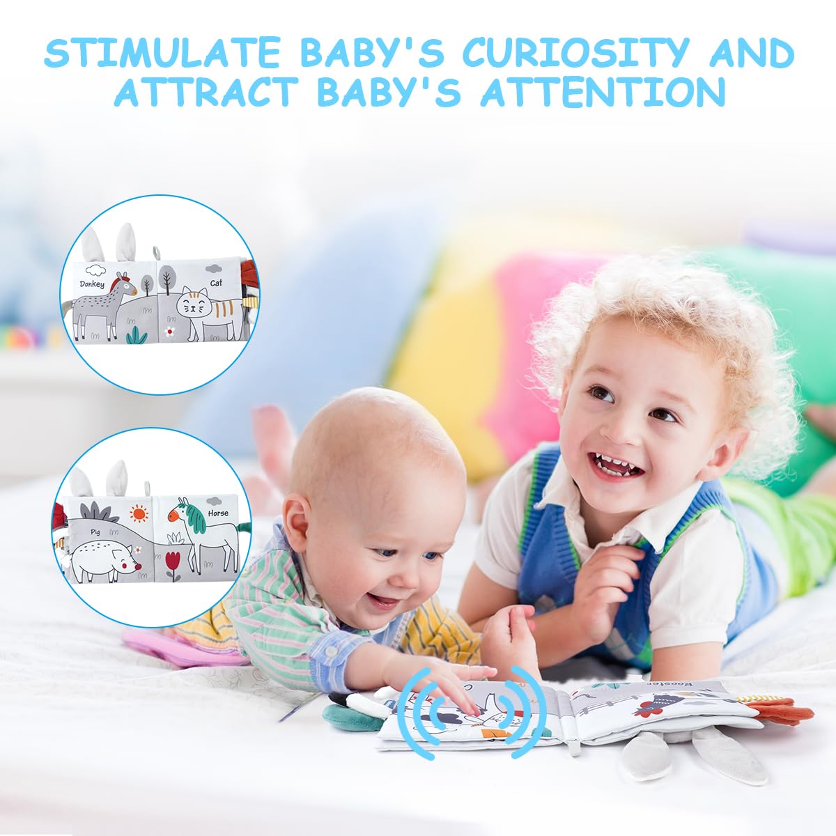 Vicloon Rabbit crinkle pages emit rustling sounds to attract baby's attention