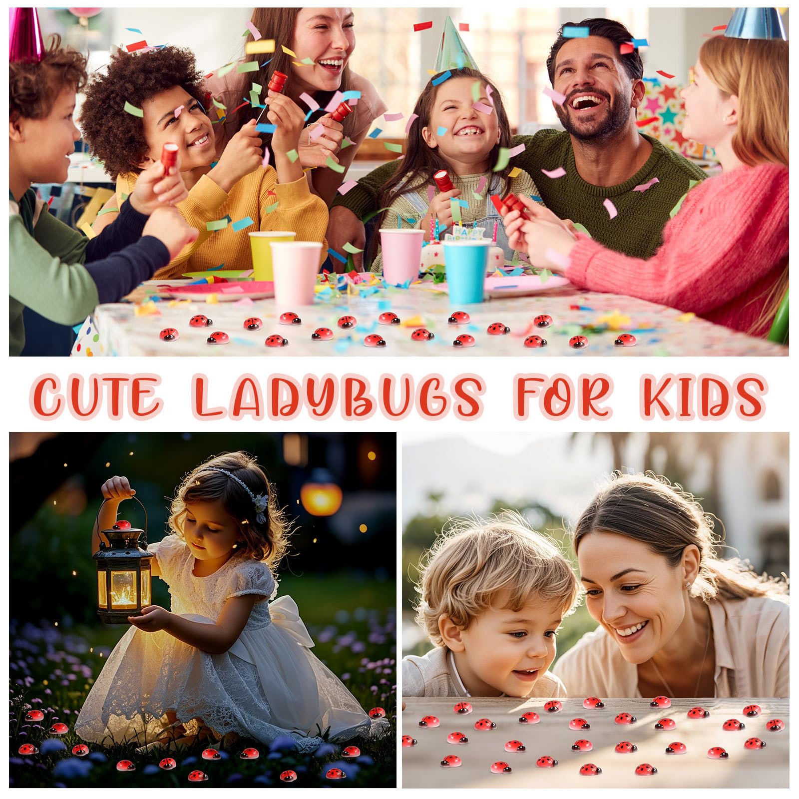 VICROIC charming red ladybugs in fairy garden scenes inspire imagination