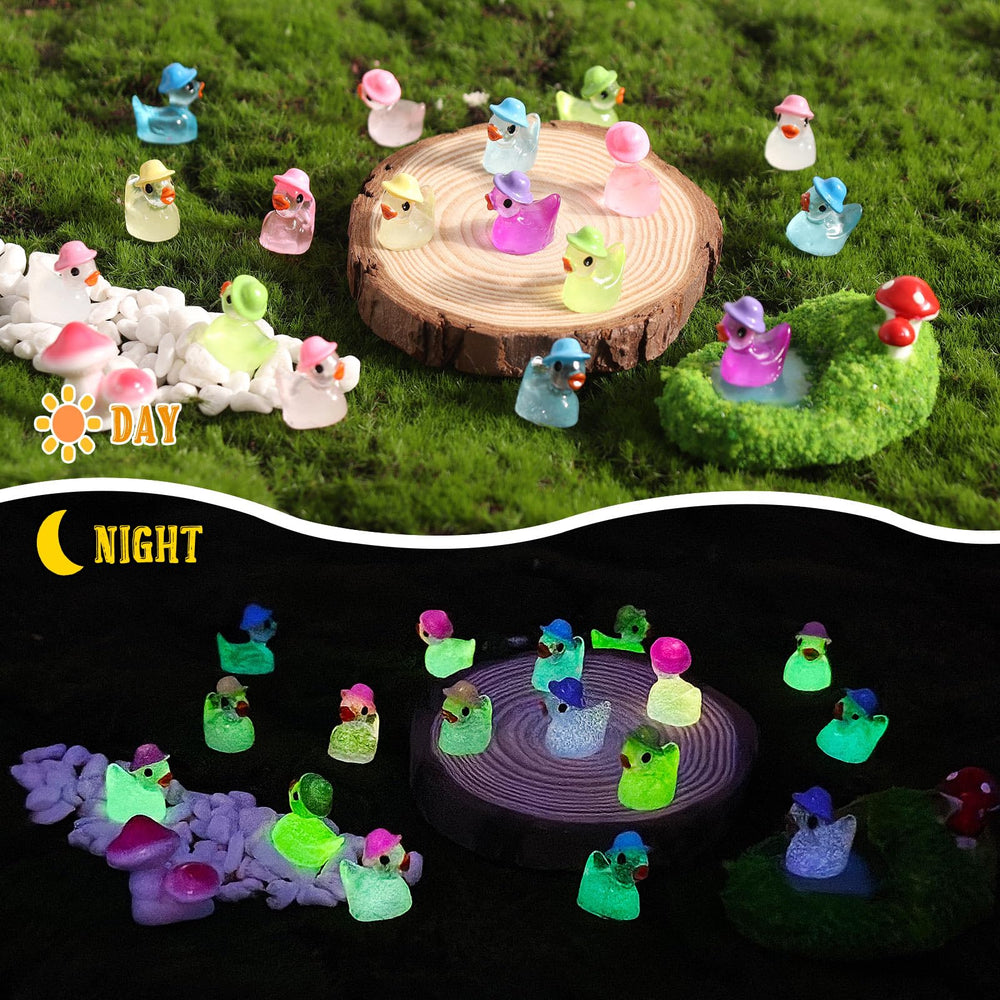 VICROIC glow-in-dark ducks illuminate garden moss features and outdoor crafts.
