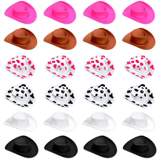 VICROIC mini cowboy hats in 24 colors add playful decor to parties and crafts.