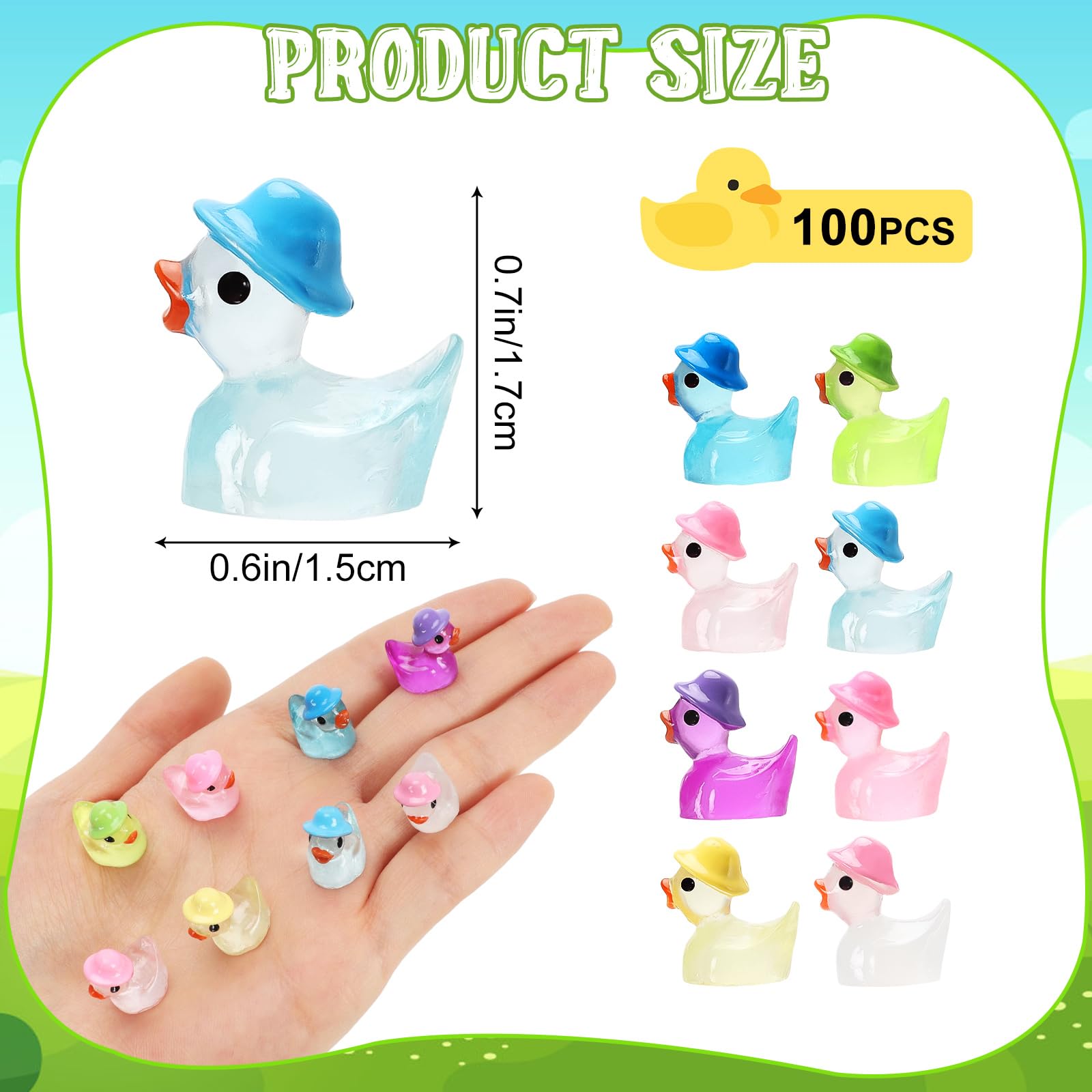 VICROIC mini resin ducks in eight colors add vibrant night-time accents.