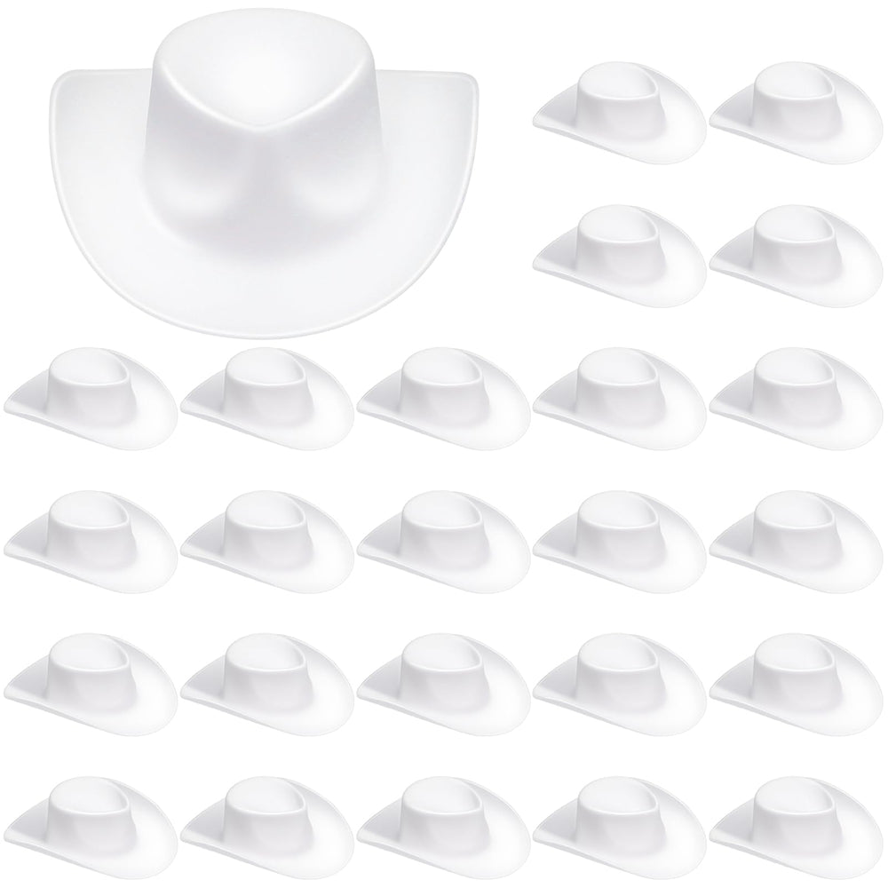 Vicroic white mini cowboy hat for dolls, ideal for dollhouse decoration and imaginative play