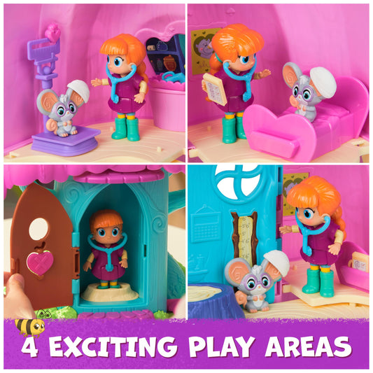 Pink lever elevator on Vida the Vet treehouse for interactive play