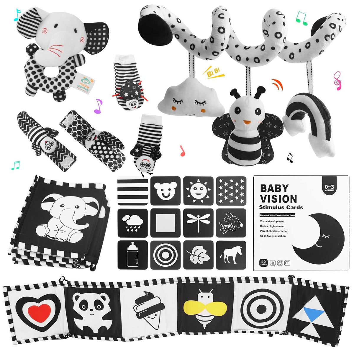 VIESMUMU high-contrast car seat toy boosts visual engagement during stroller rides.