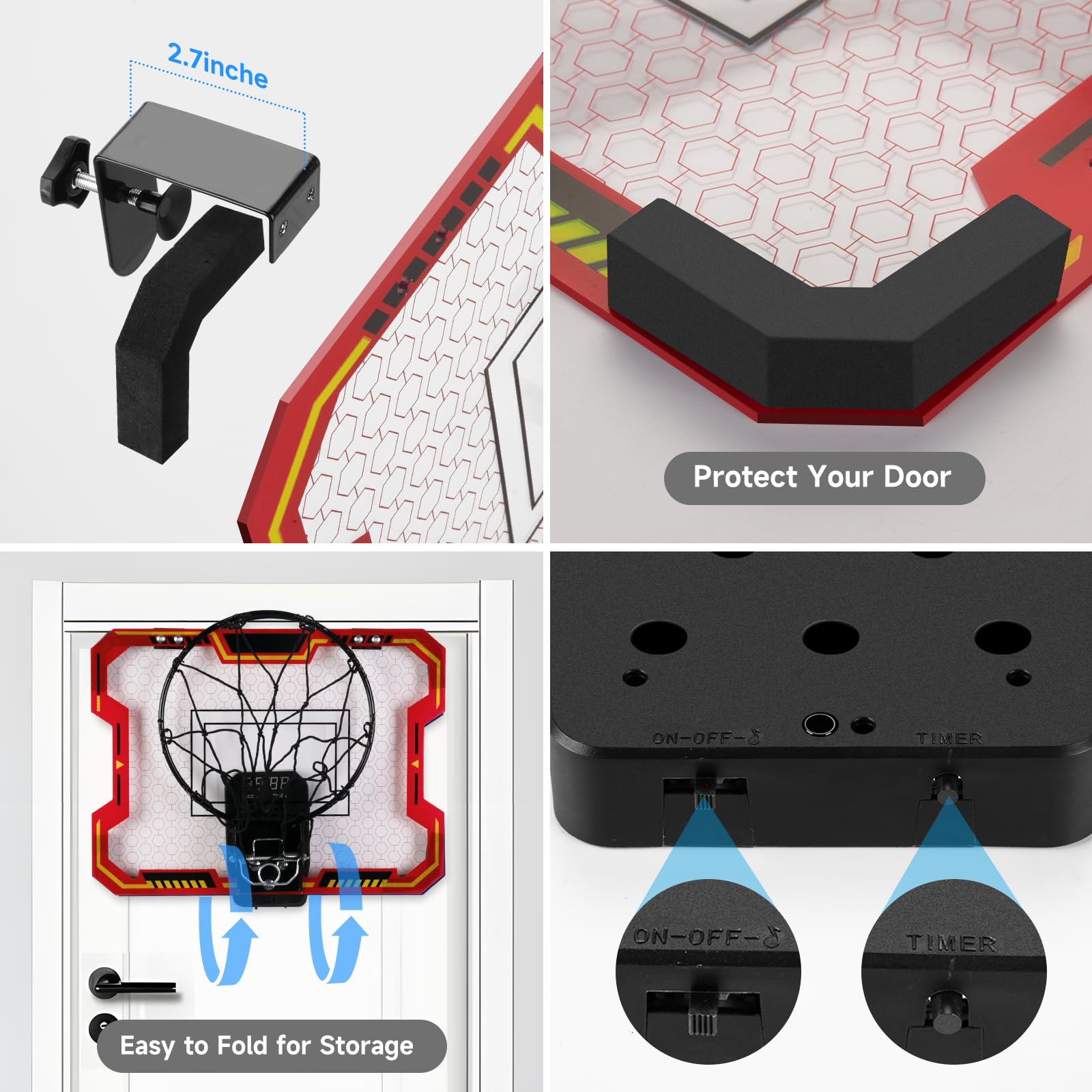 Vignuto basketball hoop installs easily on most doors.
