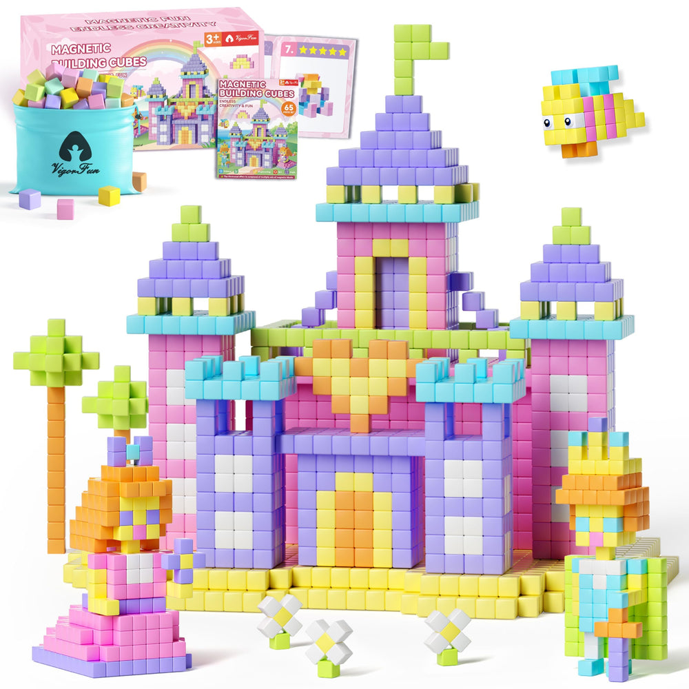 VigorFun 65-piece magnetic blocks for creative building and learning.