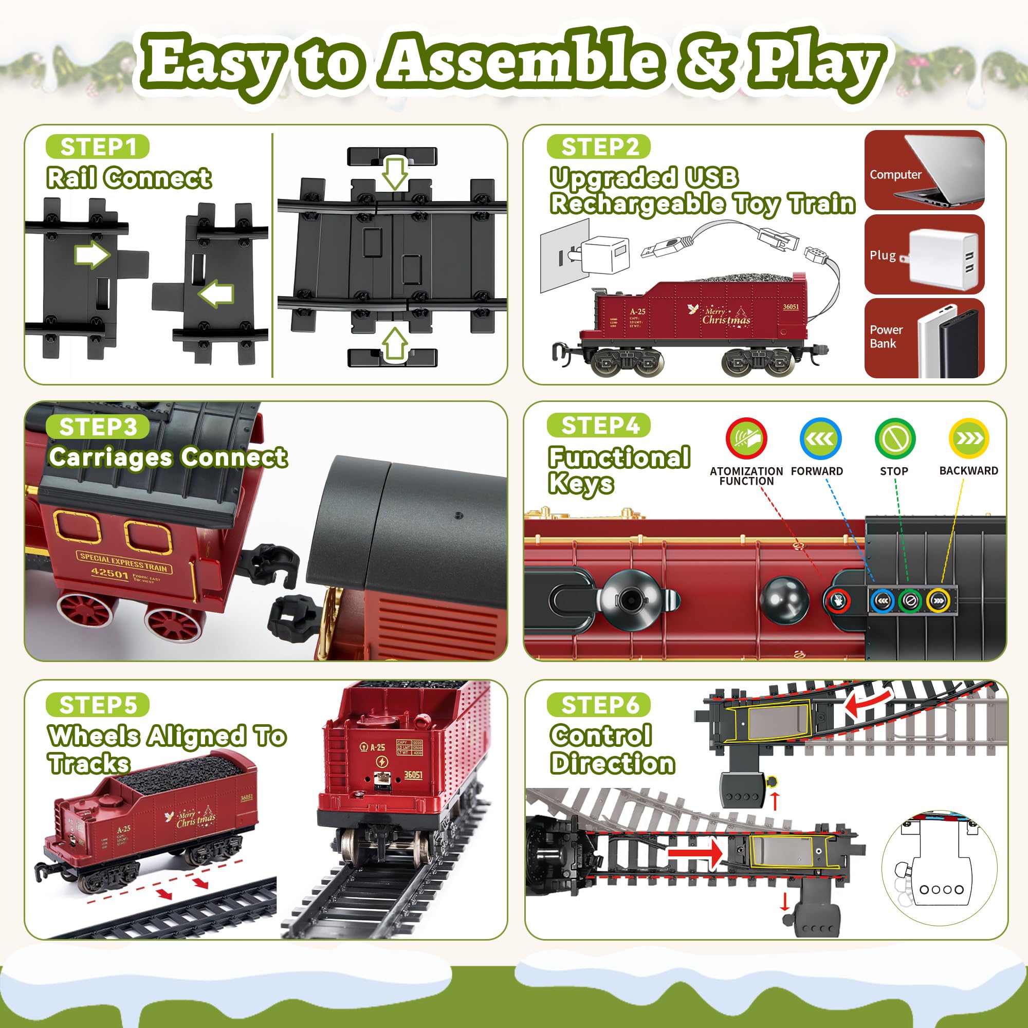 VigorFun train headlights and authentic sounds enhance nighttime-style play.