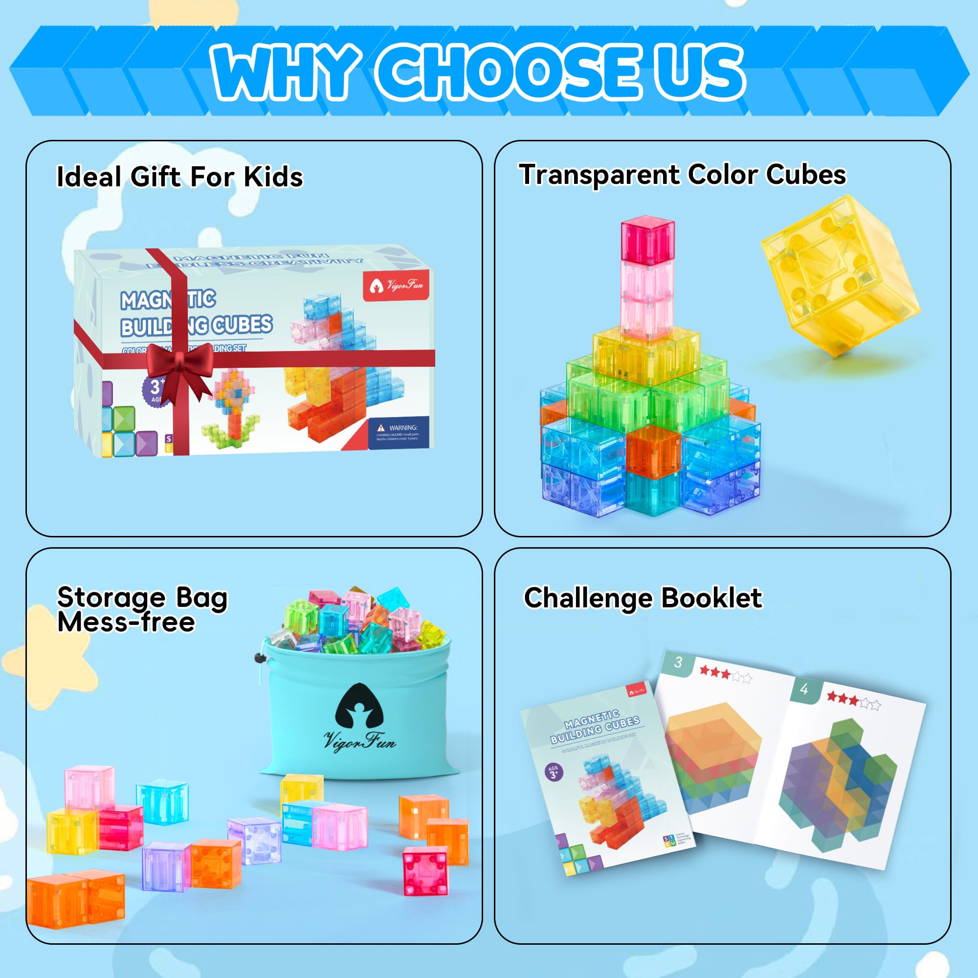 VigorFun storage bag with pieces keeps blocks organized for easy cleanup.