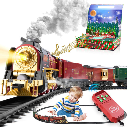 VigorFun train set gift box with 3D card for festive play around the tree.