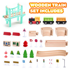 VigorFun wooden train track assembly with smooth edges supports safe, easy layout creation.