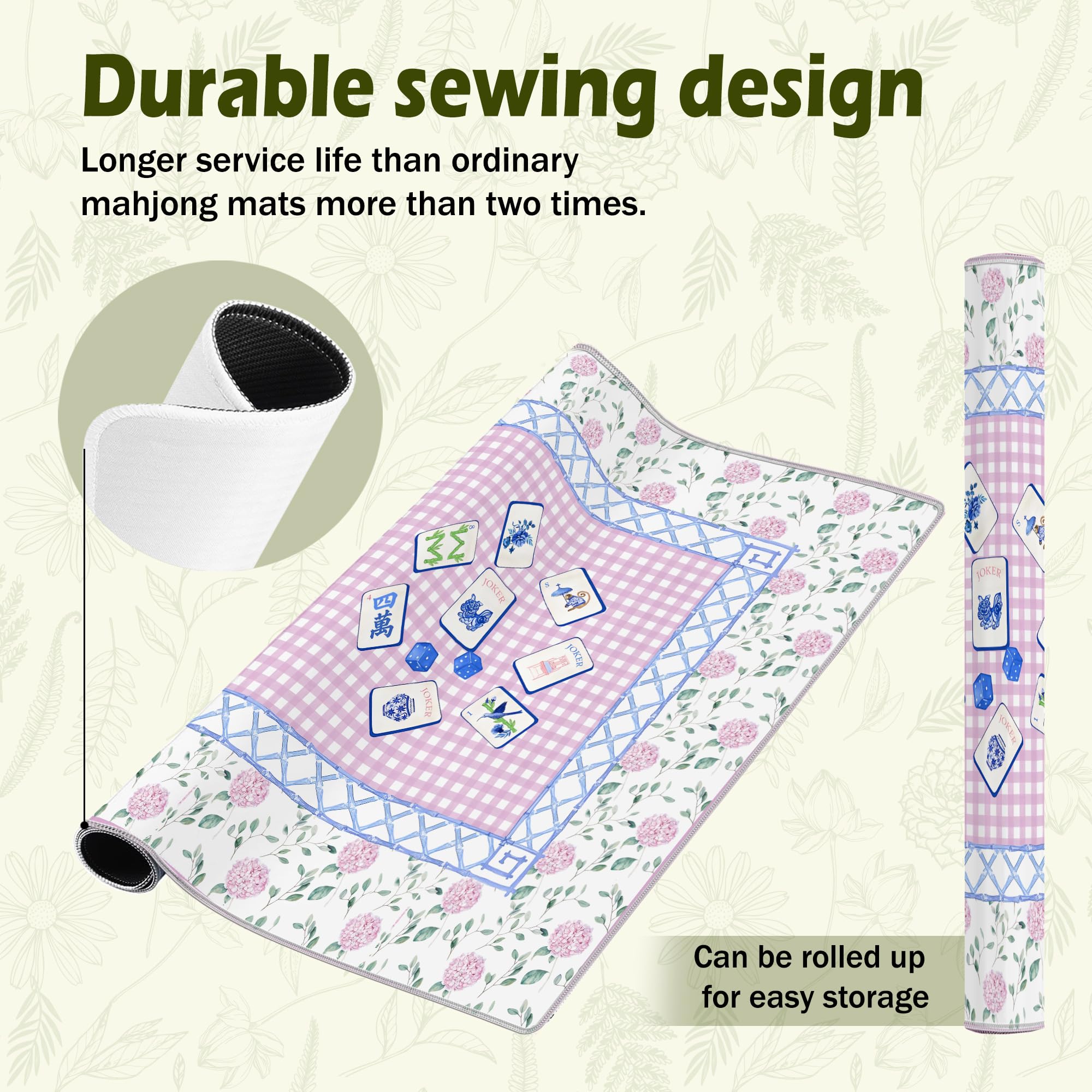 VIIJJUE non-slip base supports mahjong mat and reduces noise during games.